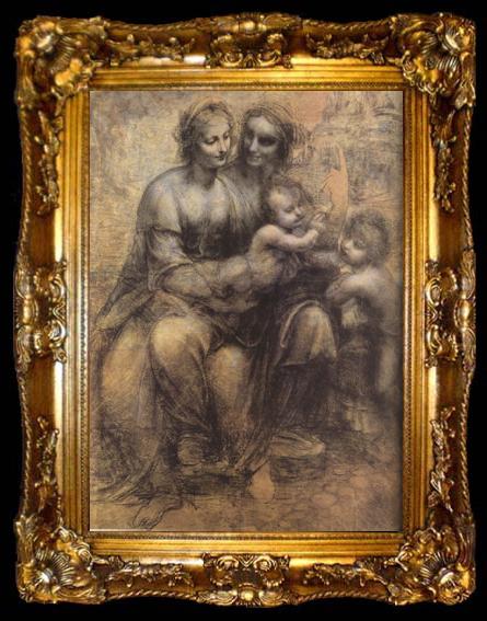 framed  LEONARDO da Vinci Virgin and Child with St Anne and St John the Baptist (mk08), ta009-2
